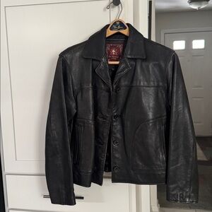 The Territory Ahead Brownish Black Leather Bomber Jacket